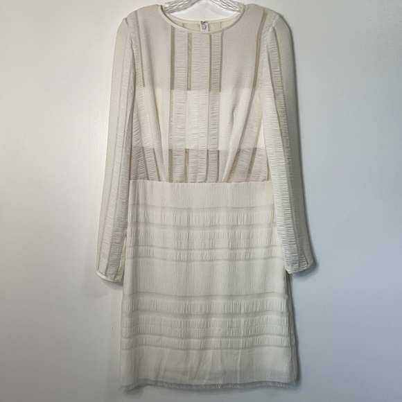 SHO Tadashi Shoji Long Sleeve White Cocktail Dress Size L - Picture 3 of 10
